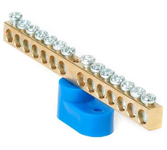 Изображение товара Шина HLT N, ноль, на одном угловом изоляторе, ШНИ-6x9-14-У1-синий 10 штук/упаковка 081-01-105