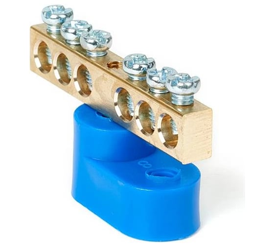 Изображение товара Шина HLT N, ноль, на одном угловом изоляторе, ШНИ-6x9-6-У1-синий 10 штук/упаковка 081-01-101