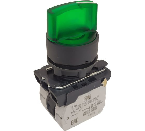 Изображение товара Переключатель Briswik КПЕ 2611 -РЛ 220В зеленый IP65 УХЛ2 10А 1но+1нз aB-XG-5Ai-7321