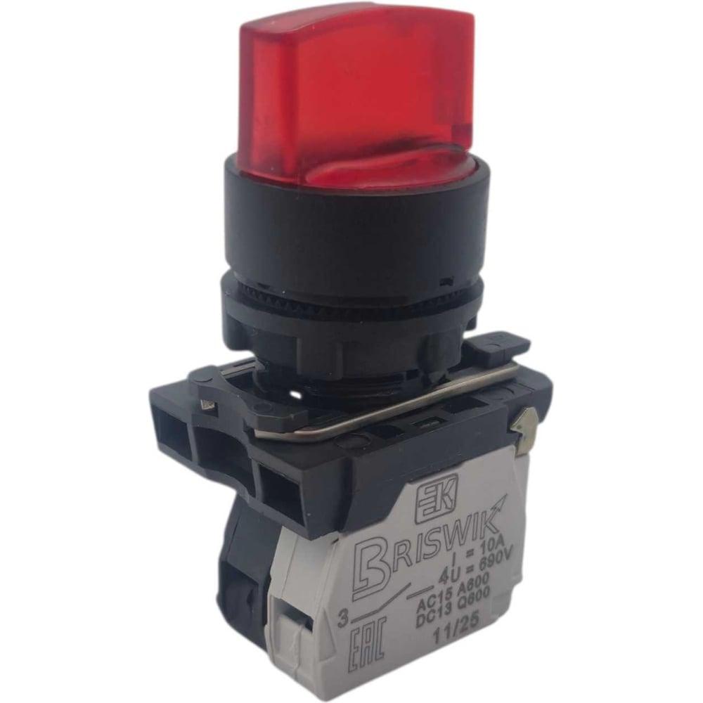 Изображение товара Переключатель Briswik КПЕ 1610 -РЛ 220В IP65 красный 10А с фиксацией