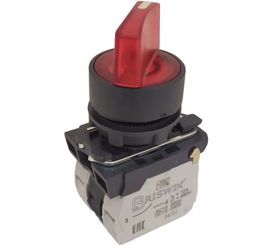 Изображение товара Переключатель Briswik КПЕ 1611 -РЛ 220В красный IP65 УХЛ2 10А 1но+1нз aB-XB-5Ai-7221