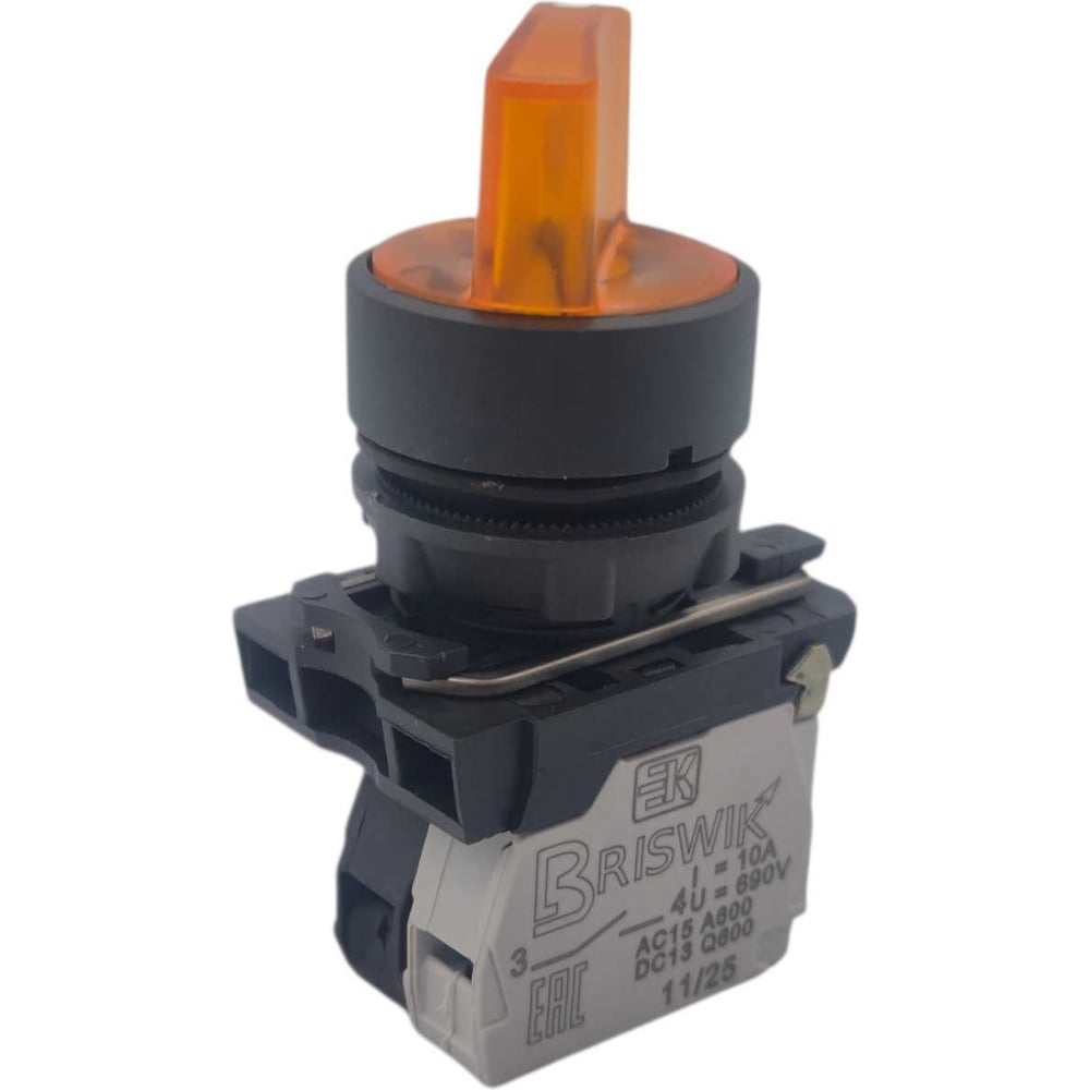 Изображение товара Переключатель Briswik КПЕ 1610 -РЛ 220В желтый IP65 10А для промышленного применения