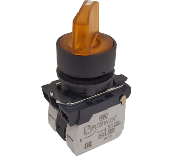 Изображение товара Переключатель Briswik КПЕ 1611 -РЛ 220В желтый IP65 УХЛ2 10А 1но+1нз aB-XB-5Ai-7421