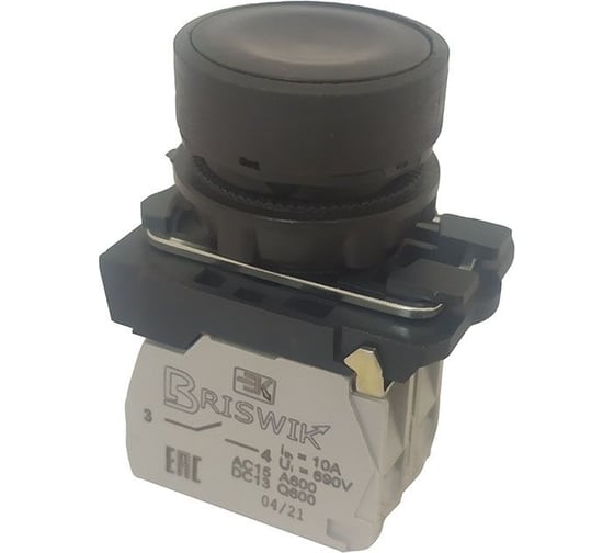 Изображение товара Выключатель кнопочный Briswik КМЕ 4710м черный 1но+0нз Цилиндр IP66 aB-DB-6Ai-0111