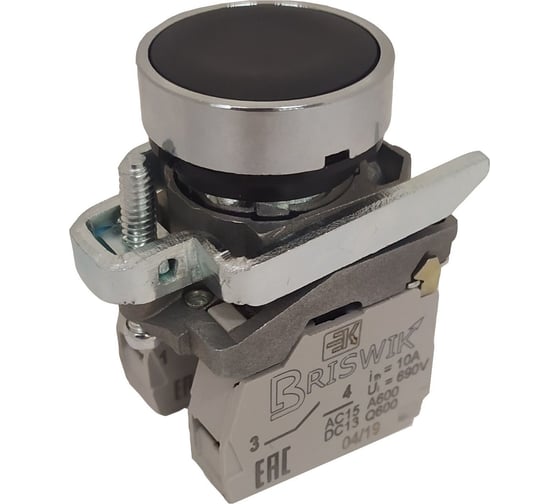 Изображение товара Выключатель кнопочный Briswik КМЕ 4620м -С черный 2но+0нз Цилиндр IP65 aD-DB-5Ai-0122