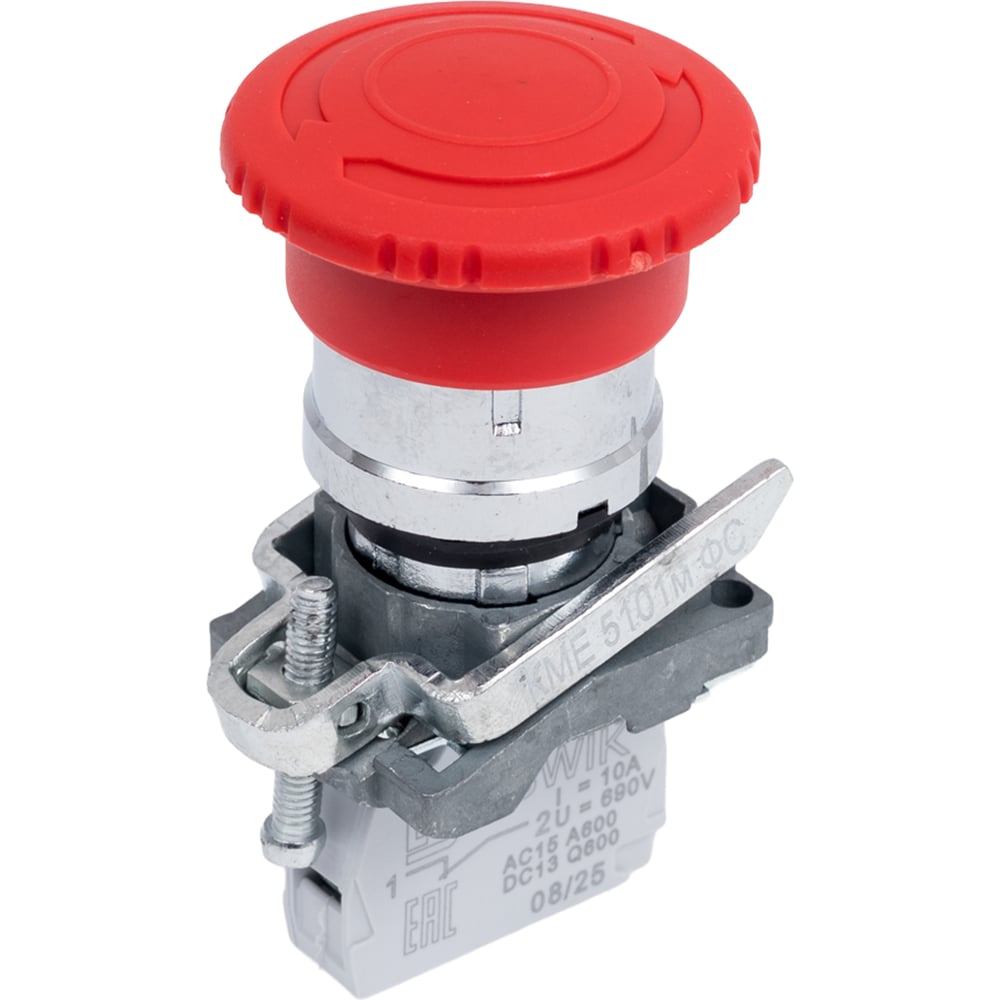 Изображение товара Выключатель кнопочный Briswik КМЕ 5101м -ФС красный 0но+1нз Гриб с фикс IP40 aD-PG-0Ai-0212