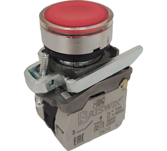 Изображение товара Выключатель Briswik КМЕ 4111м -ЛС 220В красный 1но+1нз Цилиндр IP40 с индикацией aD-EB-0Ai-7221