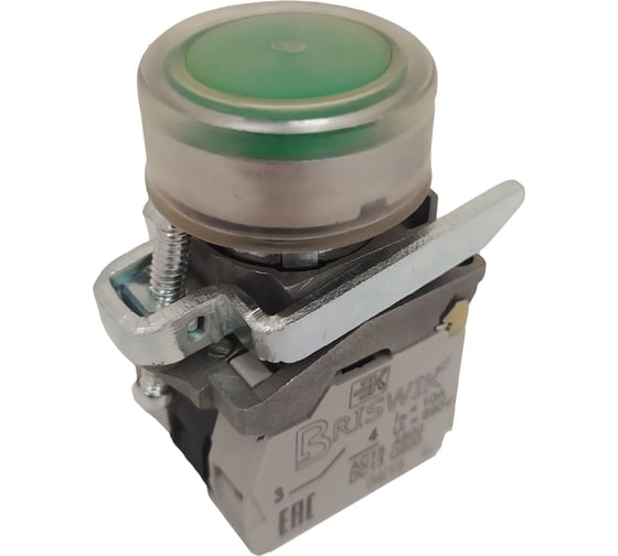 Изображение товара Выключатель Briswik КМЕ 4211м -ЛС 220В зеленый 1но+1нз Цилиндр IP65 с индикацией aD-EB-3Ai-7321