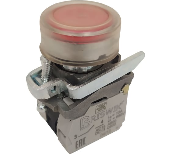 Изображение товара Выключатель Briswik КМЕ 4211м -ЛС 24В красный 1но+1нз Цилиндр IP65 с индикацией aD-EB-3Ai-3221