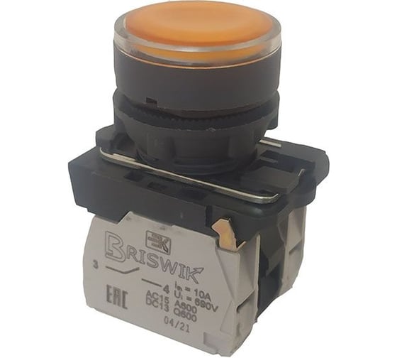 Изображение товара Выключатель Briswik КМЕ 4611м -Л 24В желтый 1но+1нз Цилиндр IP65 с индикацией aB-EB-5Ai-3421