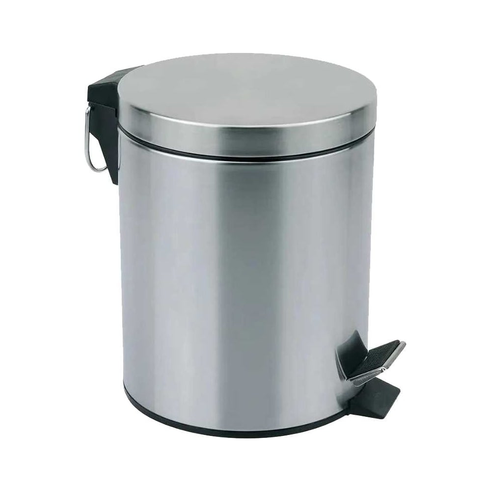 Изображение товара Ведро для мусора педальное D-Lin 5л с крышкой хром, нержавеющая сталь