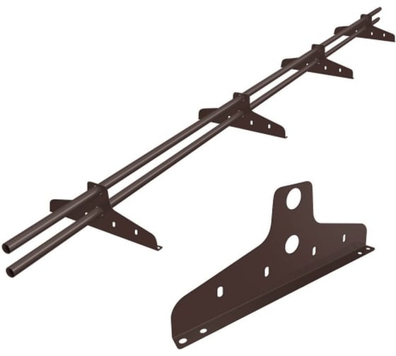 Изображение товара Снегозадержатель трубчатый Borge NewLine 3м, D-25мм, 4 опоры, коричневый шоколад (RAL 8017) 06.011.30.04.02.100.8017