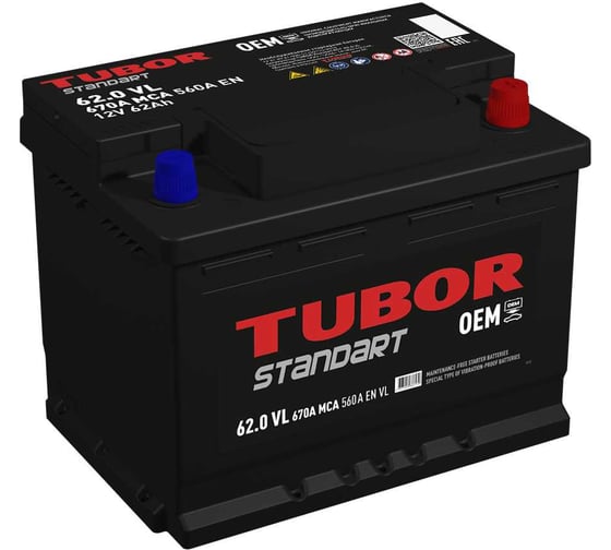 Изображение товара Аккумулятор TUBOR STANDART 6СТ-62.0 VL 4607008886139
