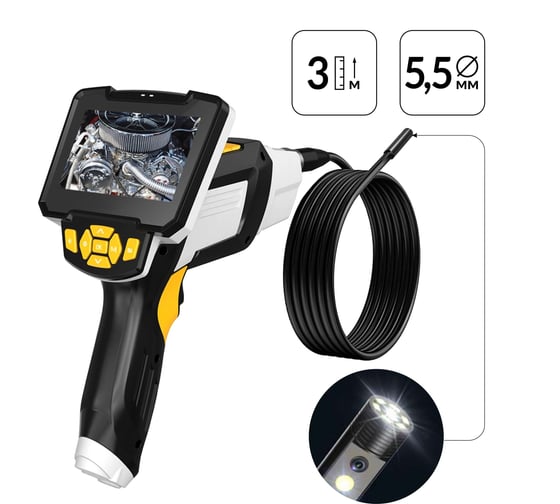 Изображение товара Видеоэндоскоп промышленный iCarTool 4.3", 1Мп, 2 камеры, 1280x720, 3м, 5.5 мм сменный зонд IC-V112A-3