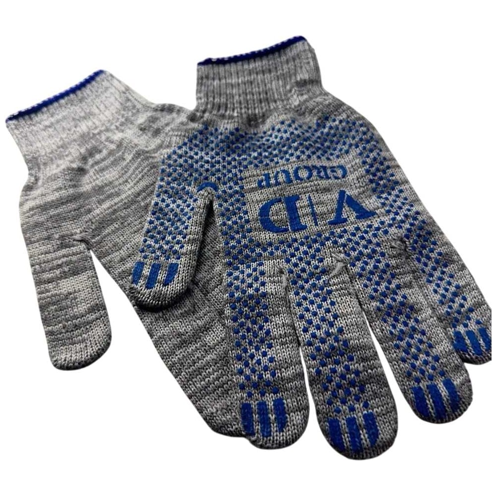 Изображение товара Перчатки VD GROUP х/б 5, нитей 10, класс ПВХ серые VD-0096