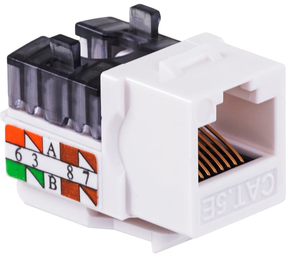Изображение товара Модуль Keystone DATAREX кат.5e, UTP, 1xRJ45, T568A/B, 90, белый DR-510000