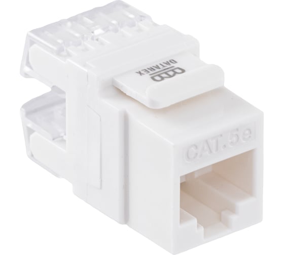 Изображение товара Модуль Keystone DATAREX кат.5e, UTP, 1xRJ45, T568A/B, 180, белый DR-510010