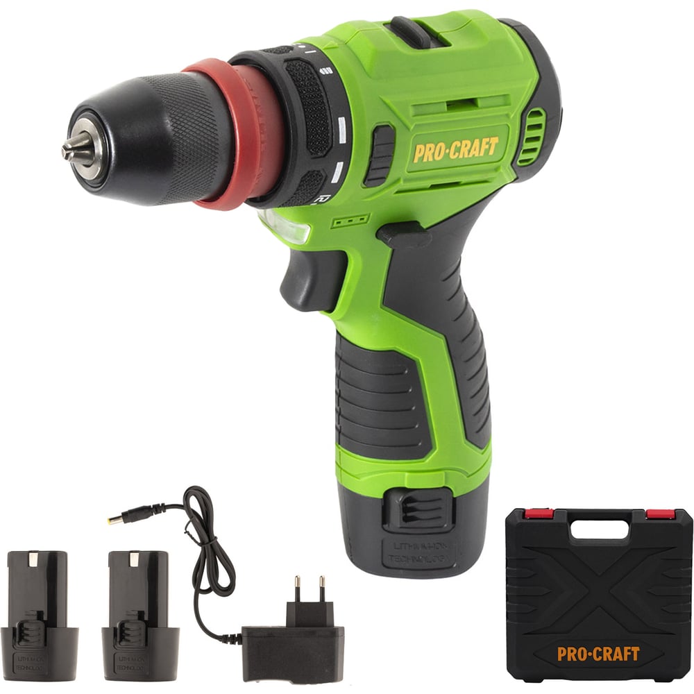 Изображение товара Шуруповерт аккумуляторный PROCRAFT 12В 22Нм DFR(2 АКБ 2Ач+ЗУ+Кейс) DFR PA12PRODFR New