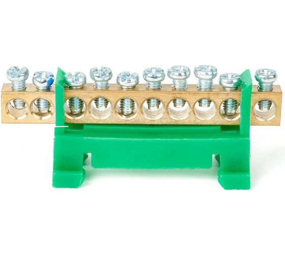 Изображение товара Шина HLT N ноль, на DIN-изоляторе, тип Стойка ШНИ-6x9-10-Зеленый, 25шт 081-03-072