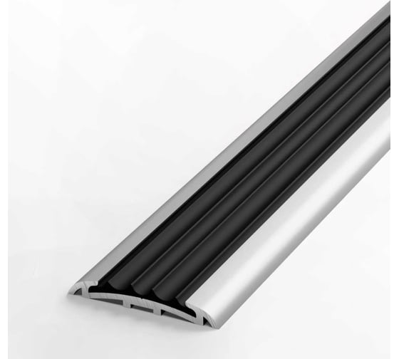 Изображение товара Порог прямой алюминиевый (40 мм; 2.7 м; без покрытия; черная резинка) Лука УТ000024462