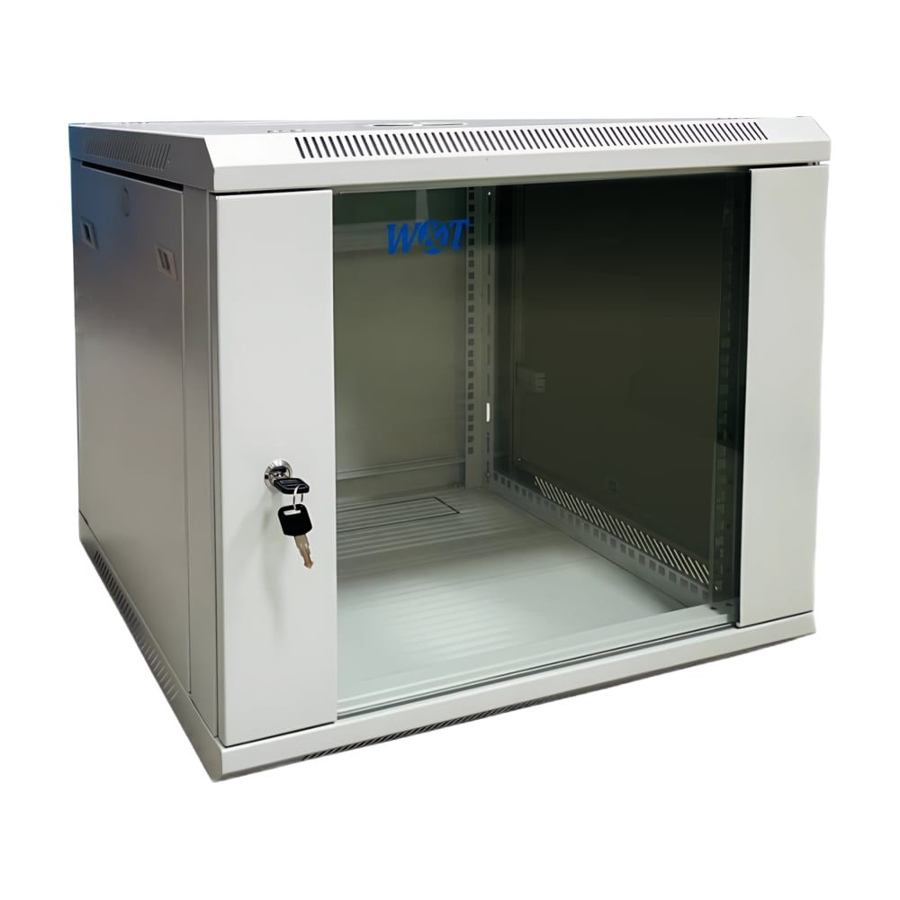 Изображение товара Настенный шкаф 6U W&T 600x600мм серый с дверью из стекла