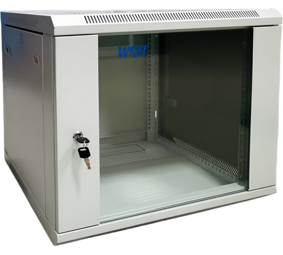 Изображение товара Шкаф 19 настенный W&T 9U 600x450mm серый, дверь стекло, без вентилятора C096045GWS3