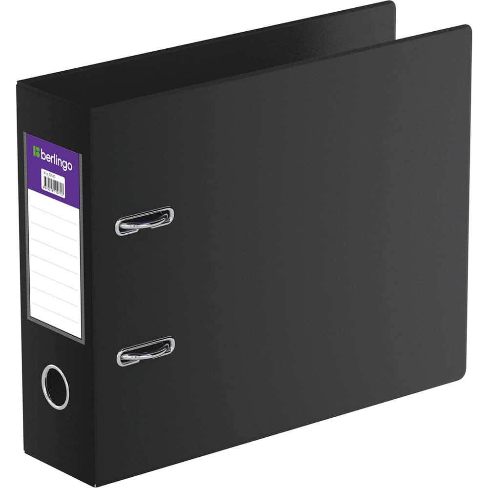 Изображение товара Папка-регистратор BERLINGO 70 мм А5 горизонтальная из ПВХ с карманом на корешке черная