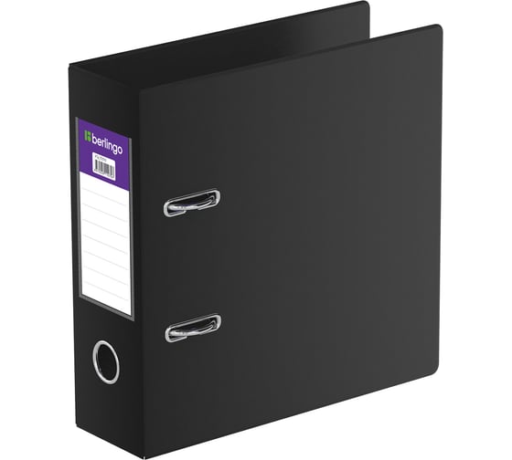 Изображение товара Папка-регистратор BERLINGO 70 мм, А5, вертикальная, ПВХ, с карманом на корешке, черная ATp_70510