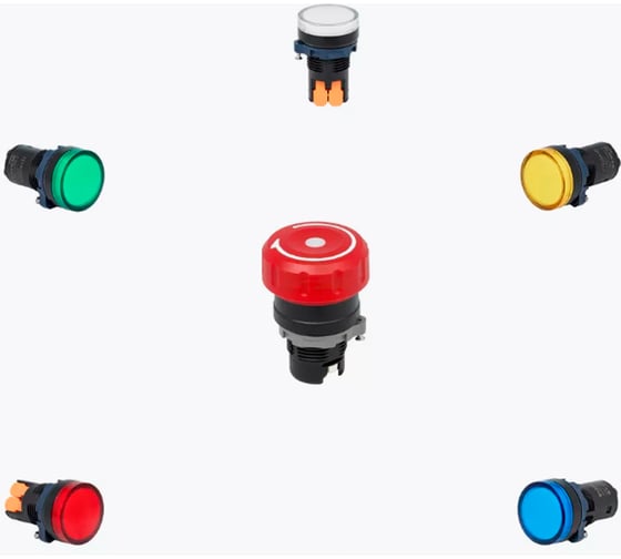 Изображение товара Световые индикаторы + аварийная кнопка CONTA - 6 шт, 24V АС, пластик, 22 мм 00-00012225
