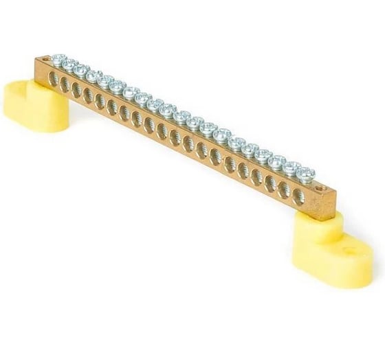 Изображение товара Шина HLT N, ноль, на двух угловых изоляторах, ШНИ-6x9-20-У2-желтый 10 штук/упаковка 081-01-48