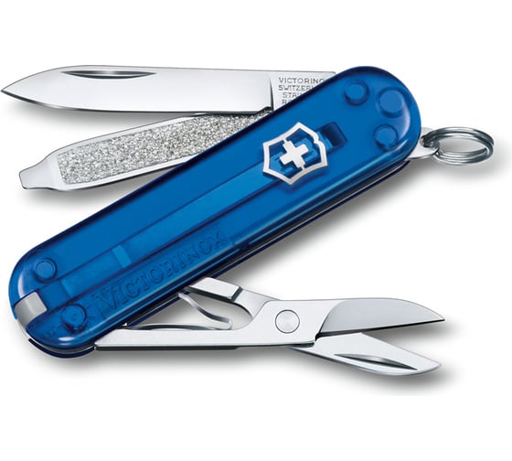 Изображение товара Нож-брелок Victorinox Classic SD Colors Deep Ocean 58 мм, 7 функций, полупрозрачный синий 0.6223.T2G