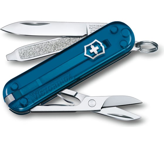 Изображение товара Нож-брелок Victorinox Classic SD Colors Sky High 58 мм, 7 функций, полупрозрачный синий 0.6223.T61G