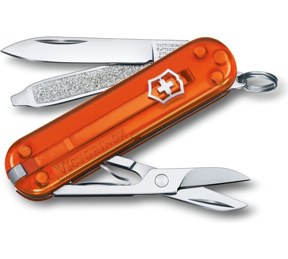Изображение товара Нож-брелок Victorinox Classic SD Colors Fire Opal 58 мм, 7 функций, полупрозрачный оранжев 0.6223.T82G