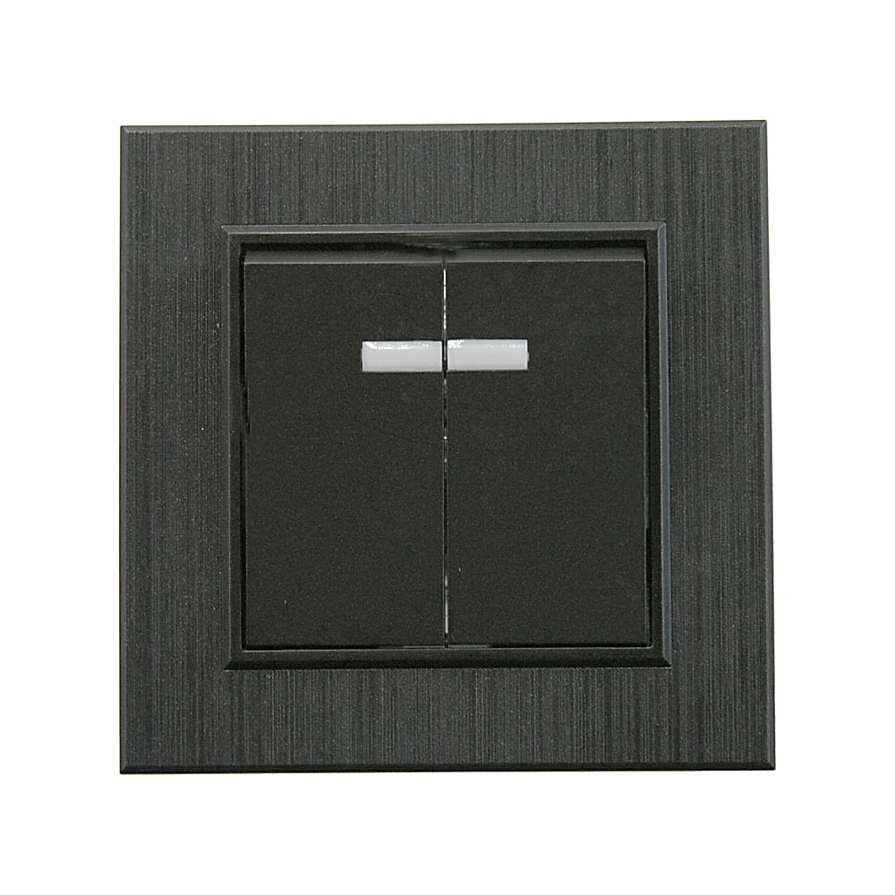 Изображение товара Выключатель MAKEL 2-клавишный с подсветкой черный KAREA LINE STAR