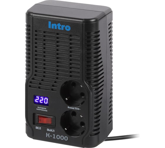 Изображение товара Стабилизатор напряжения Intro К-1000, 160-260В/220В, 1000ВА Б0064696