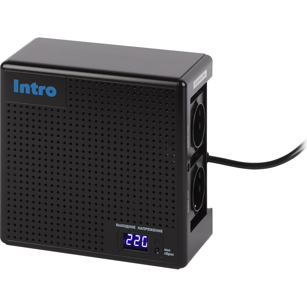 Изображение товара Стабилизатор напряжения Intro К-1000-УЦ 1000ВА с цифровой индикацией и 2 розетками