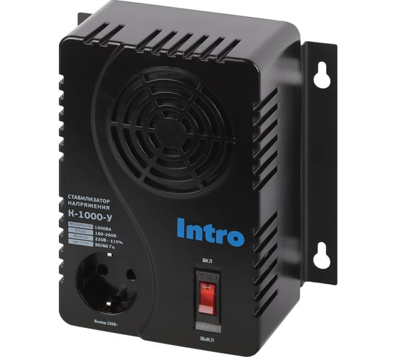 Изображение товара Стабилизатор напряжения Intro К-1000-У, 160-260В/220В, 1000ВА Б0064671