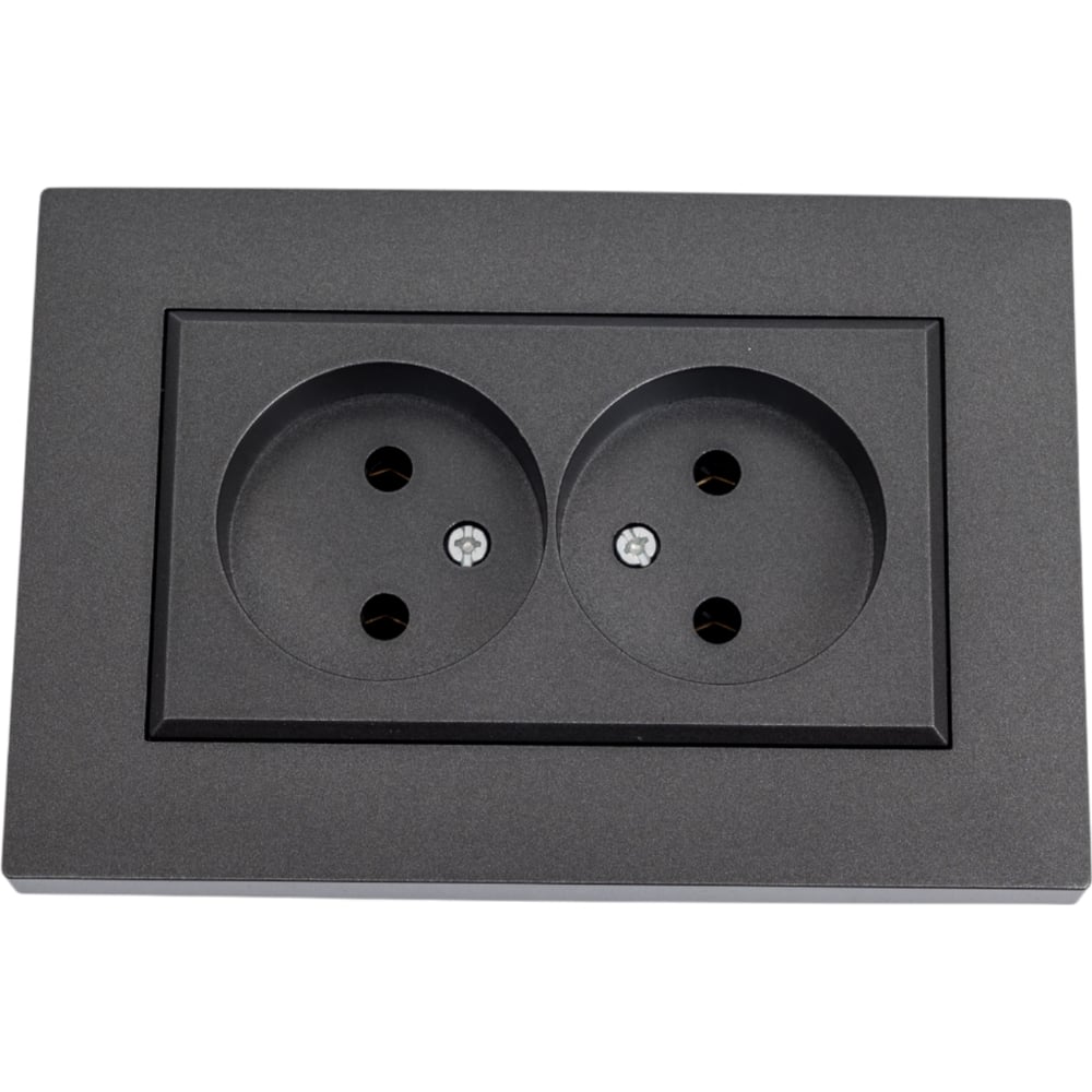 Изображение товара Розетка двойная без заземления MAKEL СП KAREA RIZZ 16А IP20 дым Металлик