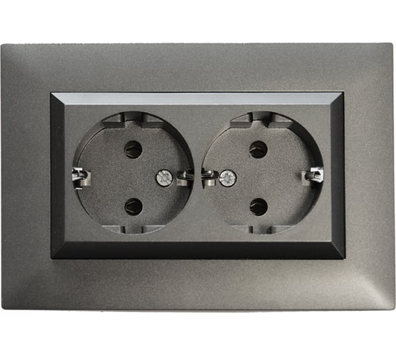 Изображение товара Розетка двойная с заземлением MAKEL СП KAREA RIZZ 16А, IP20, дым. металлик 88050082