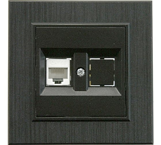 Изображение товара Розетка компютерная MAKEL CAT5 + гнездо СП KAREA LINE STAR IP20, черная 86054035