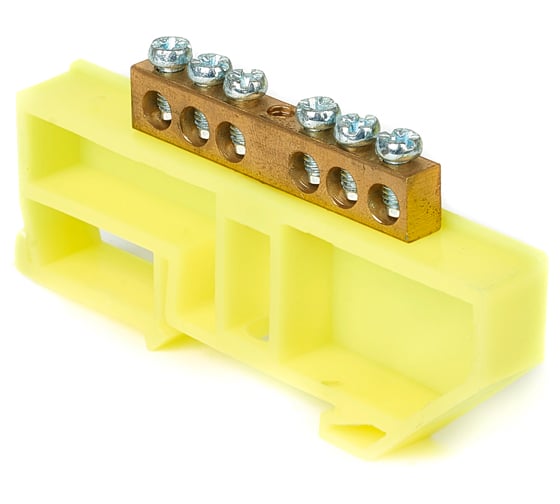 Изображение товара Шина HLT N ноль, на DIN-изоляторе, ШНИ-6x9-6-Д-желтый, 10шт 081-03-02