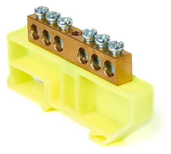 Изображение товара Шина HLT N ноль, на DIN-изоляторе, ШНИ-8x12-6-Д-желтый, 10шт 081-03-13