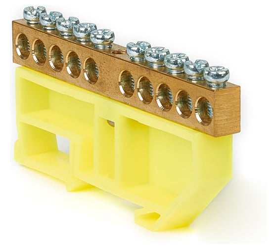 Изображение товара Шина HLT N ноль, на DIN-изоляторе, ШНИ-8x12-10-Д-желтый, 10шт 081-03-15