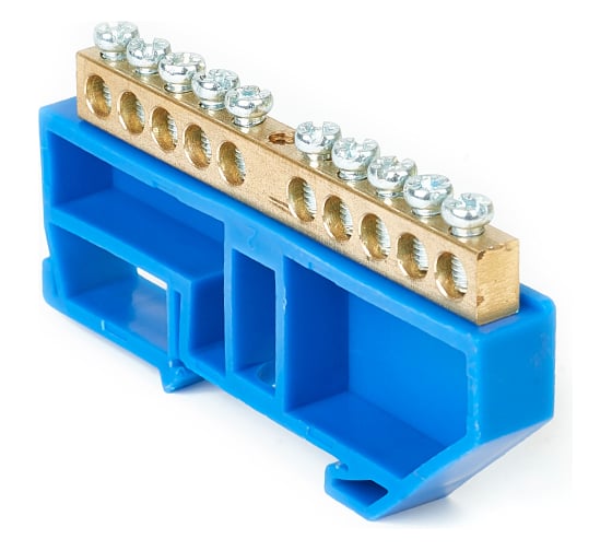 Изображение товара Шина HLT N ноль, на DIN-изоляторе, ШНИ-8x12-10-Д-синий, 10шт 081-03-129