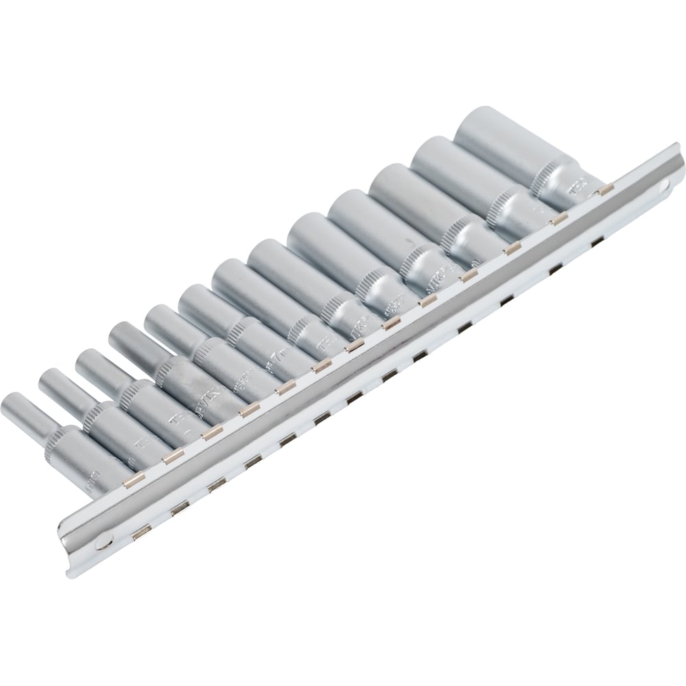 Изображение товара Набор головок торцевых глубоких THORVIK S11S2113SM 1/4DR на держателе, 4-14 мм, 13 предметов 054357