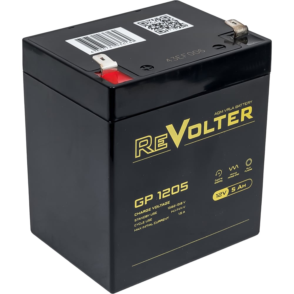 Изображение товара Аккумуляторная батарея Revolter GP 1205 AGM 12 В 5.5 А*ч для систем видеонаблюдения и автозарядки