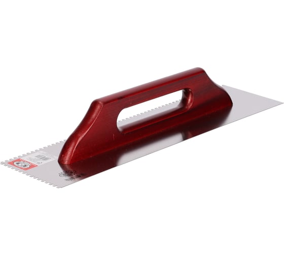 Изображение товара Гладилка нержавеющая Olejnik тип Швейцарская 480x130 мм, зуб 6 мм, ручка дерево 127150E6