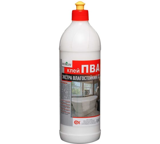 Изображение товара Клей ПВА Ecolux экстра, влагостойкий, D3, 0,9 кг 4607133684877