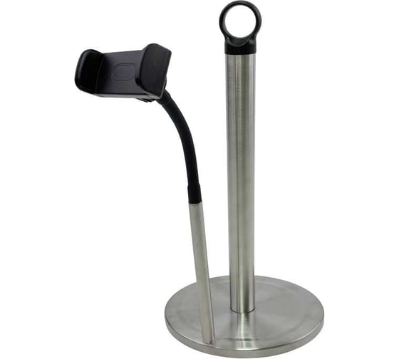 Изображение товара Держатель стойка для полотенец Homium Double Clean (с креплением для телефона), цвет серебро, HS-KPH010M