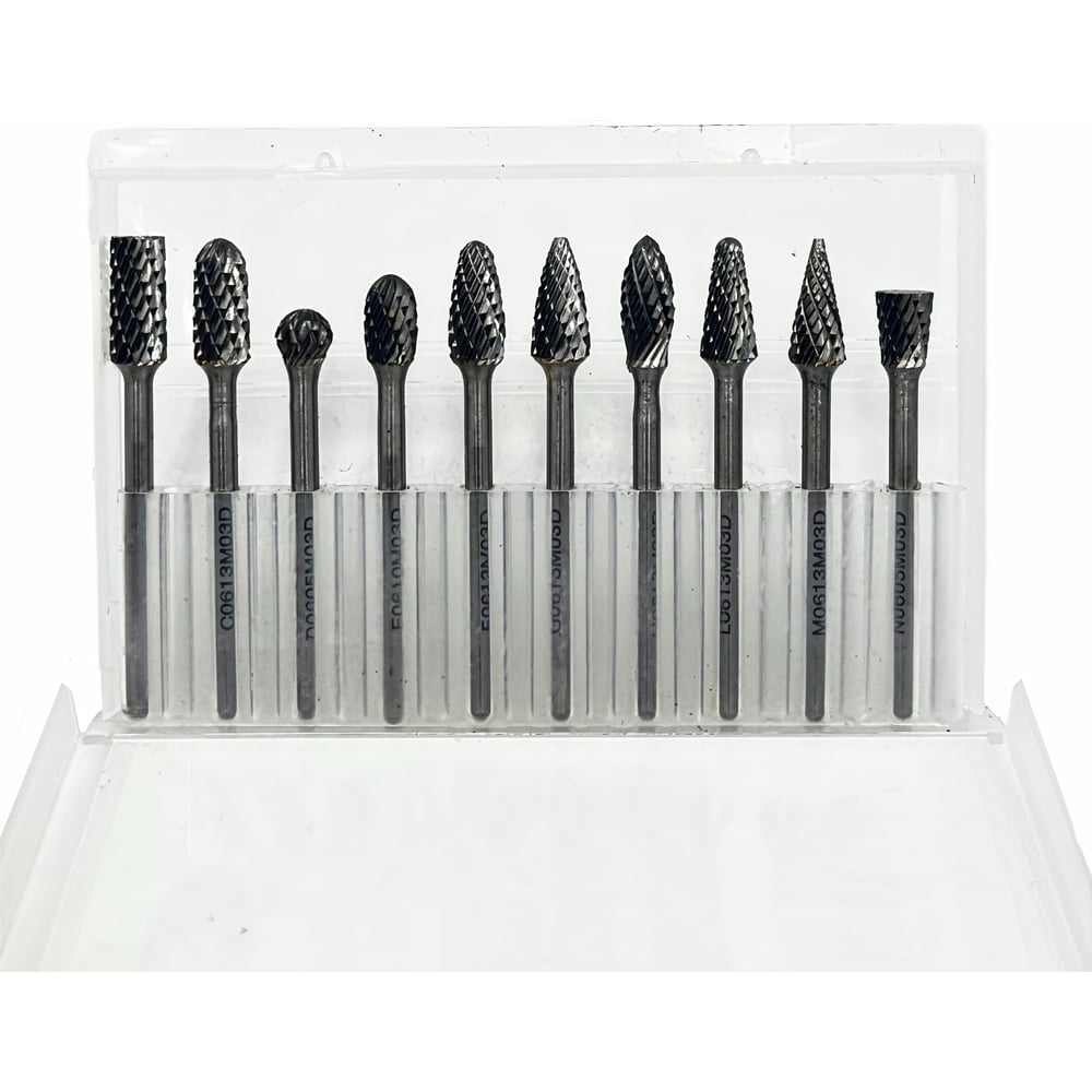 Изображение товара Набор борфрез TORNERI 10 шт. диаметр 6 мм хвостовик 3 мм перекрестная насечка
